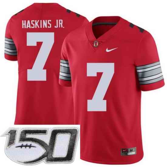 Ohio State Buckeyes 7 Dwayne Haskins Jr Red 2018 Spring Game College Football Limited Stitched 150th Anniversary Patch Jersey